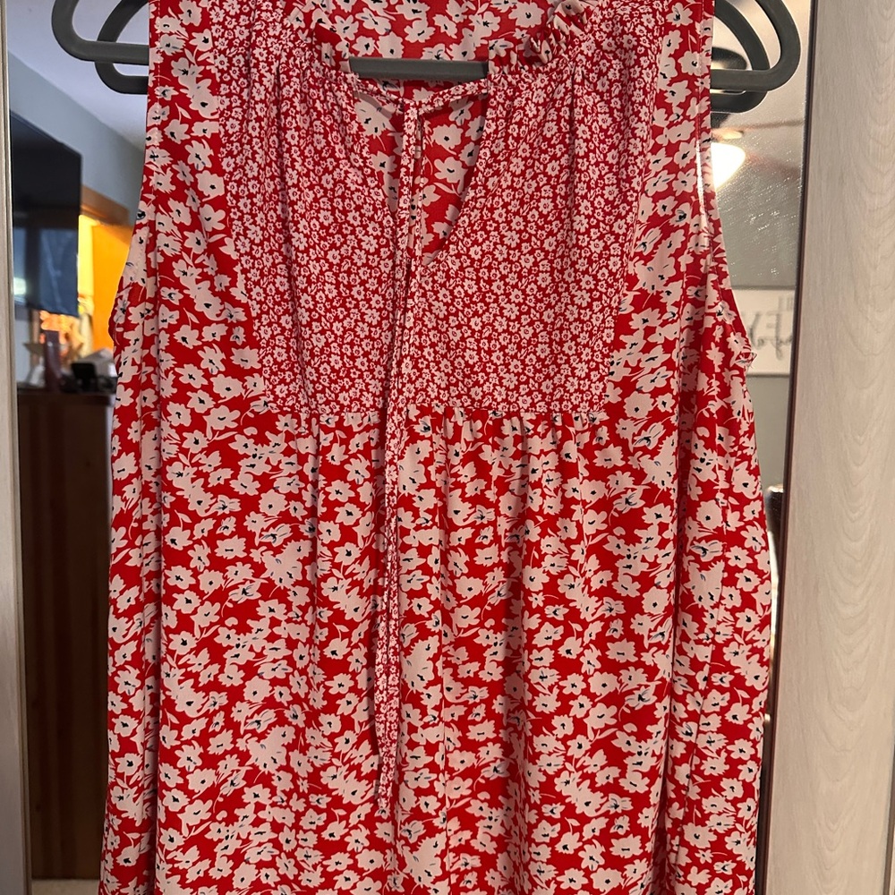Floral Red Sleeveless Top